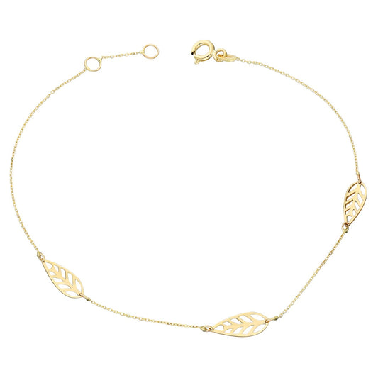 14k Solid Gold Leaf Bracelet