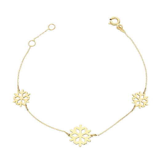 14k Solid Gold Snowflake Bracelet - alternate view 2