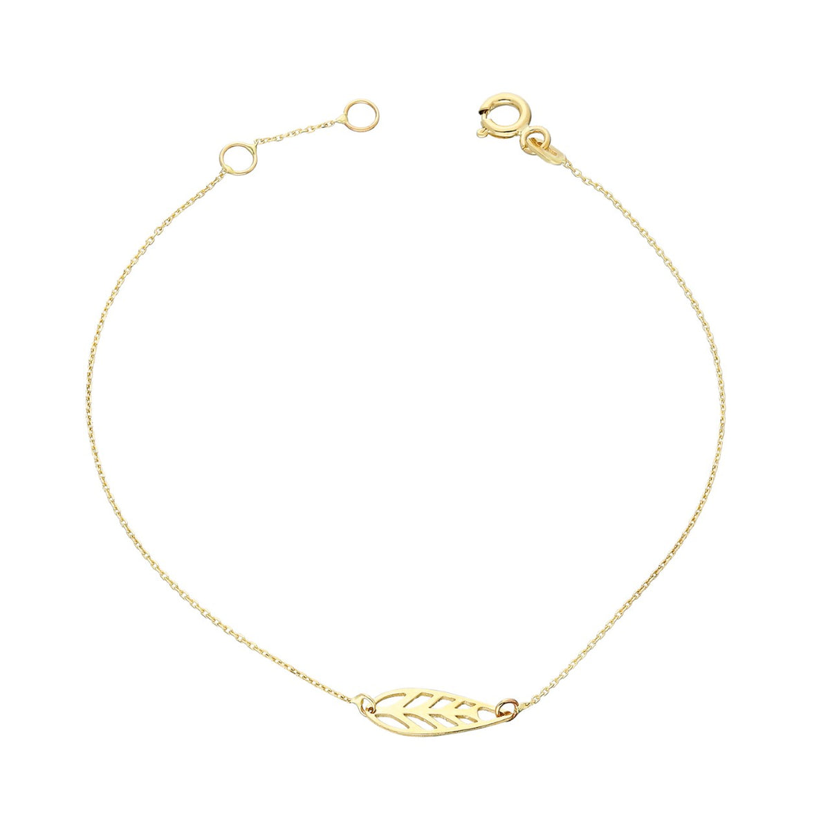 14k Solid Gold Leaf Bracelet