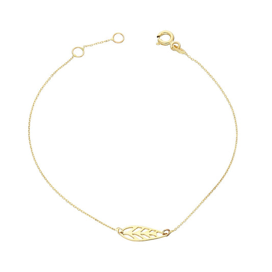 14k Solid Gold Leaf Bracelet