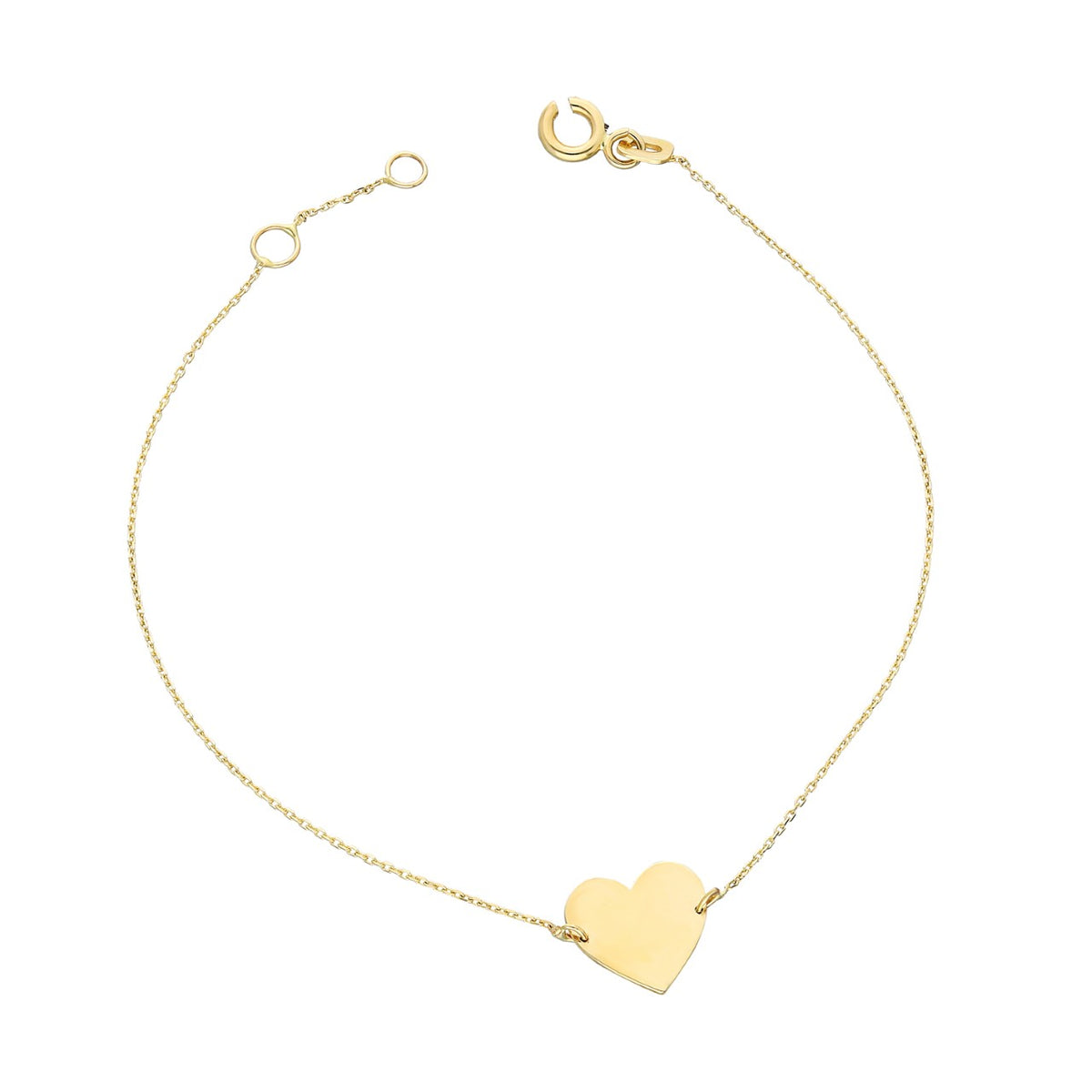 14k Solid Gold Heart Bracelet