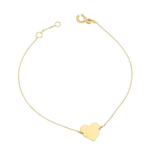 14k Solid Gold Heart Bracelet