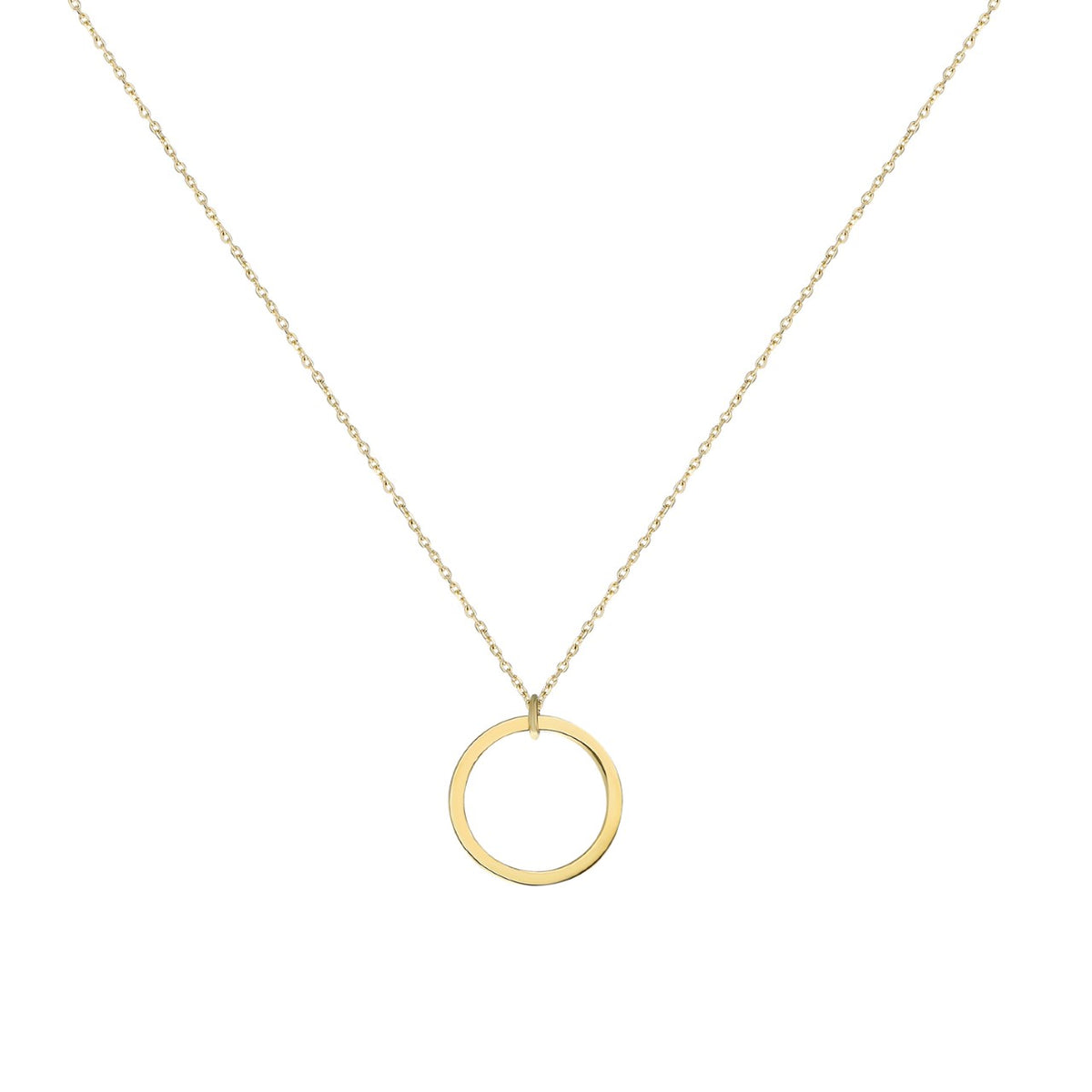 14k Solid Gold Circle Necklace
