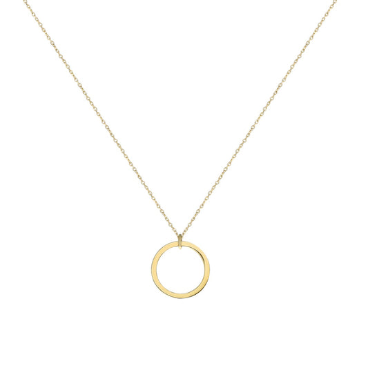 14k Solid Gold Circle Necklace