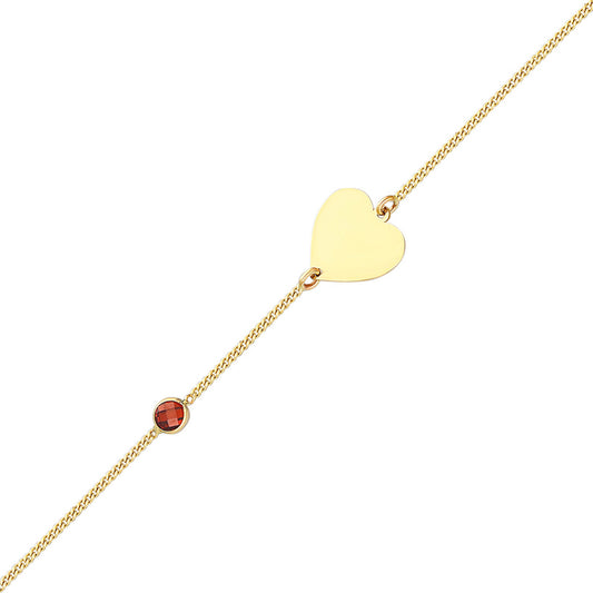 14k Solid Gold Heart Curb Bracelet