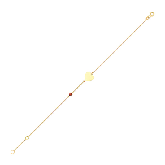 14k Solid Gold Heart Curb Bracelet - alternate view 2