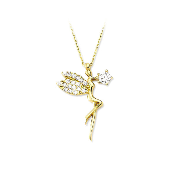 14k Solid Gold Fairy Necklace