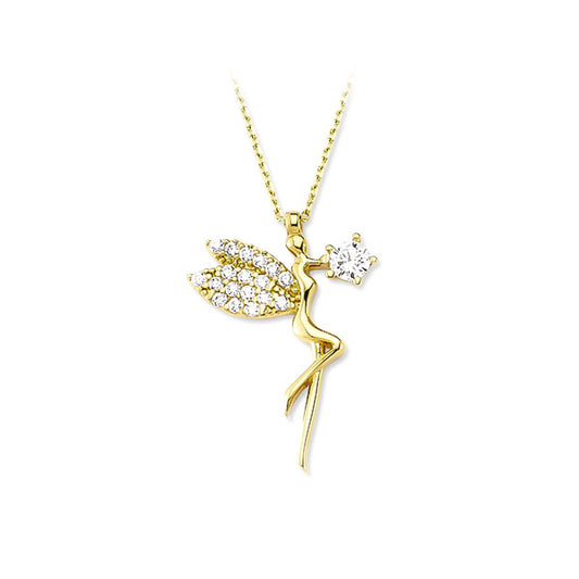 14k Solid Gold Fairy Necklace