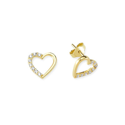 14k Solid Gold Heart Pave Earring