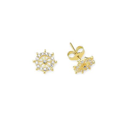14k Solid Gold Rudder Pave Earring