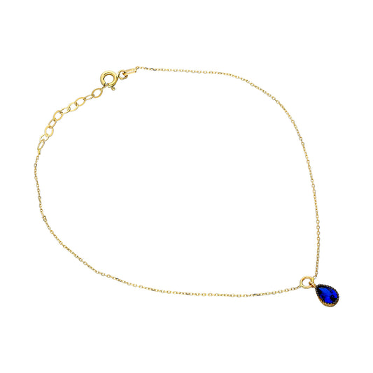 14k Solid Gold Drop Anklet