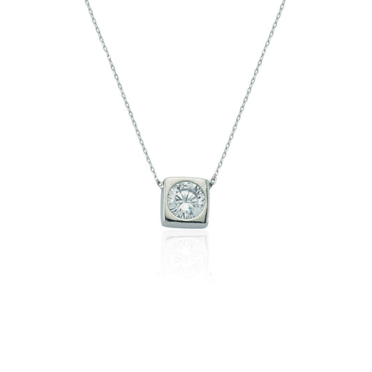 925k Sterling Silver Solitaire Necklace