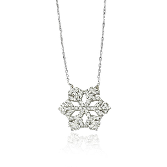 925k Sterling Silver Snowflake Necklace