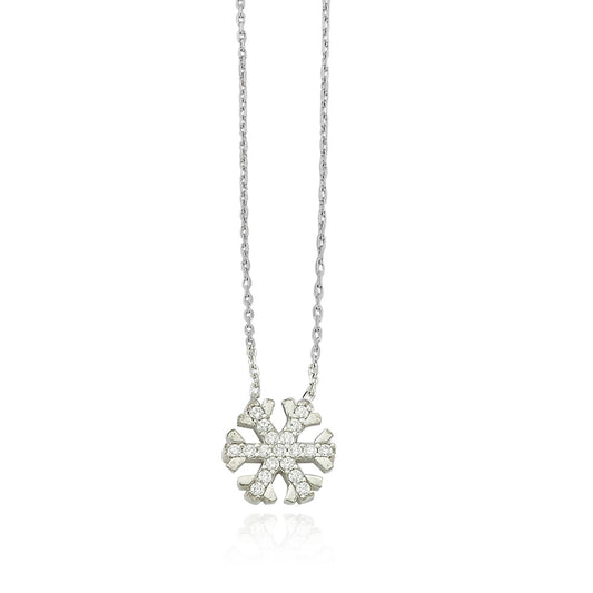 925k Sterling Silver Snowflake Necklace