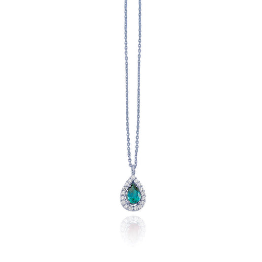 925k Sterling Silver Drop Pave Necklace