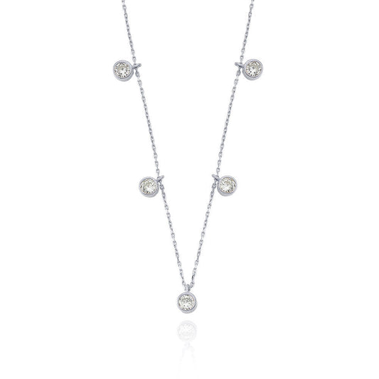 925k Sterling Silver Row of Paves Necklace