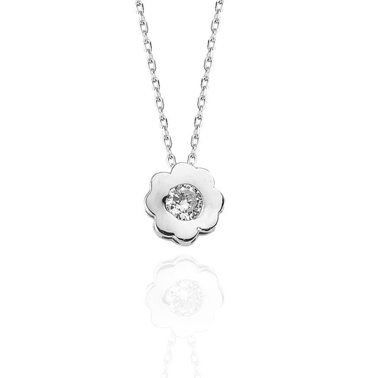 925k Sterling Silver Clover Solitaire Necklace