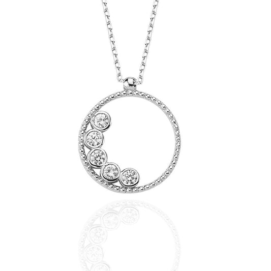 925k Sterling Silver Pave Round Necklace